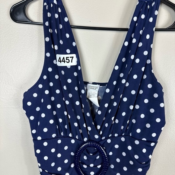 Charming charlie large 15” p2 p 36” length poke dots blue/ white flowy bottom - Picture 3 of 5